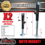 2x Trailer Caravan Canopy Jack Stand 3600kg Rated Heavy Duty 600mm Extension