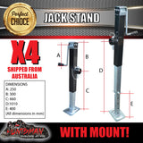 4x Canopy Trailer Caravan Jack Stand 3600kg Rated Heavy Duty 600mm Extension