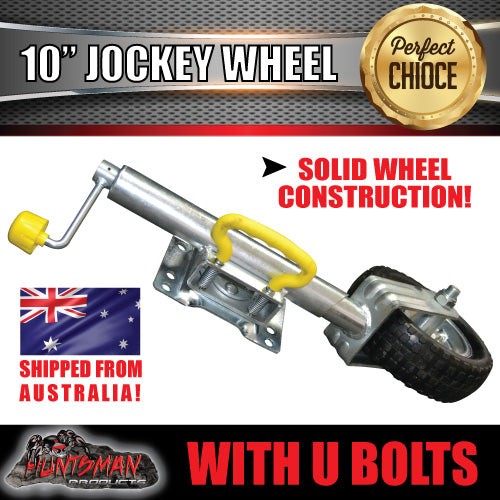 10" Trailer Caravan Swing Up Jockey Wheel & 100x50mm U bolts. 1000Kg Rated
