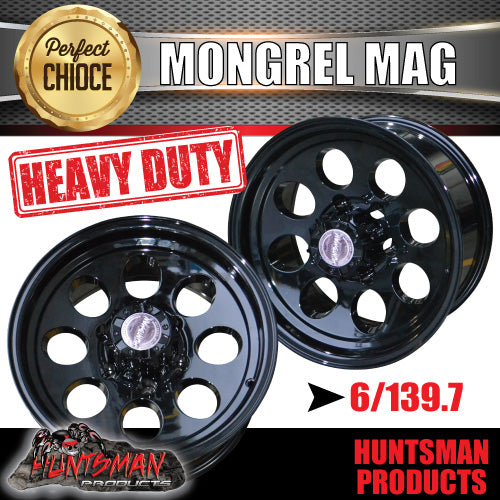 16X8 -22 Offset Mongrel Alloy Mag Rim 6/139.7 pcd Black Suits Patrol Toyota Hilux etc