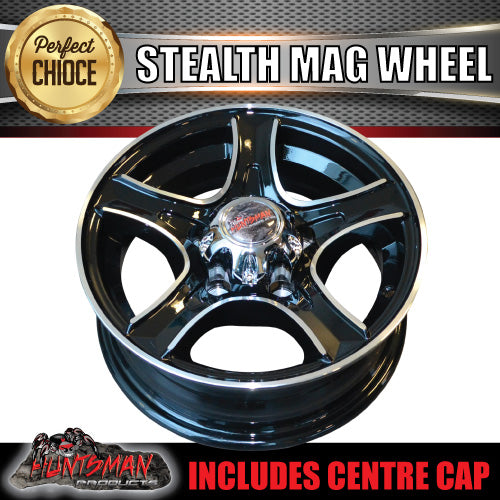 13X5 Trailer Caravan Stealth Alloy Mag Wheel: suits Ford pattern