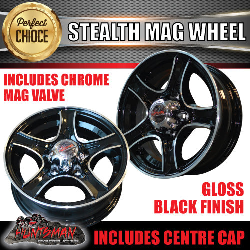 13X5 Trailer Caravan Stealth Alloy Mag Wheel: suits Ford pattern