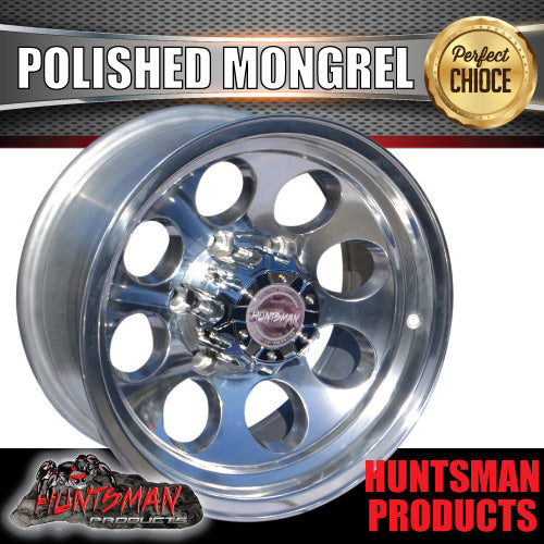 16X8 -22 Mongrel Alloy Mag Wheel Rim 6/139.7 pcd. Polished Finish. Fits Landcruiser, Patrol, Hilux, BT50, Ranger Etc