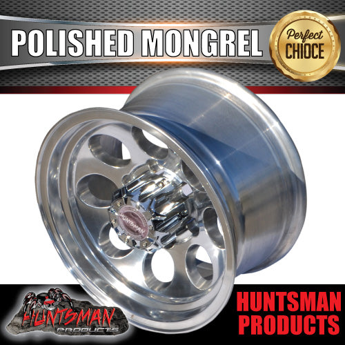 15X8 -22 Mongrel Alloy Rim 6/139.7 pcd. Polished finish. Fits Patrol, Landcruiser, Hilux, Triton, Rodeo ETC