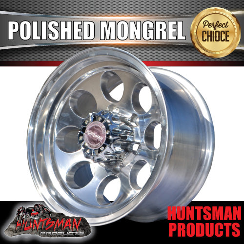16X8 -22 Mongrel Alloy Mag Wheel Rim 6/139.7 pcd. Polished Finish. Fits Landcruiser, Patrol, Hilux, BT50, Ranger Etc