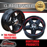 13X5 Red Ring Raider Alloy Mag Wheel suits Ford Caravan Jetski Boat Trailer 5/114.3 PCD