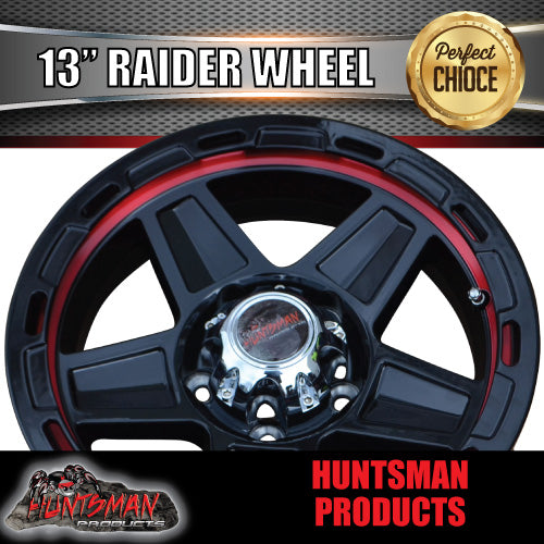 13X5 Red Ring Raider Alloy Mag Wheel suits Ford Caravan Jetski Boat Trailer 5/114.3 PCD