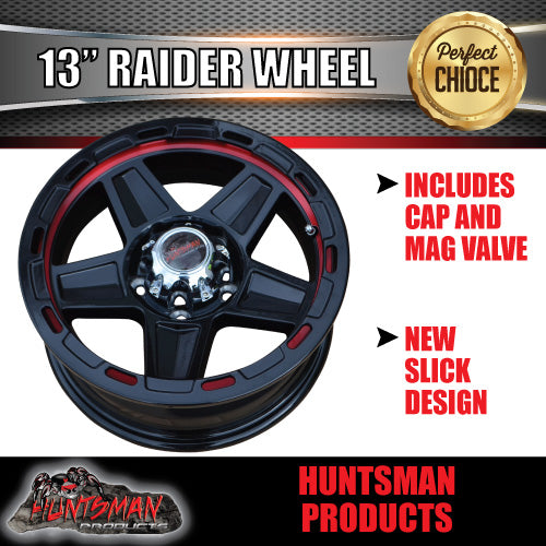 13X5 Red Ring Raider Alloy Mag Wheel suits Ford Caravan Jetski Boat Trailer 5/114.3 PCD
