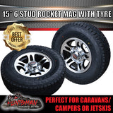 15" 6 Stud Trailer Caravan Rocket Alloy Wheel & 235/75R15 LT 10 ply Tyre. 235 75 15