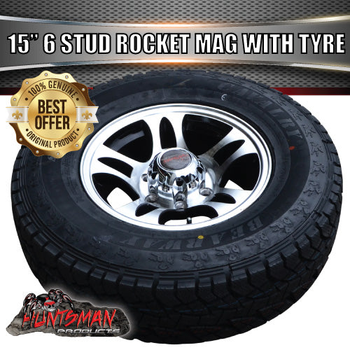 15" 6 Stud Trailer Caravan Rocket Alloy Wheel & 235/75R15 LT 10 ply Tyre. 235 75 15