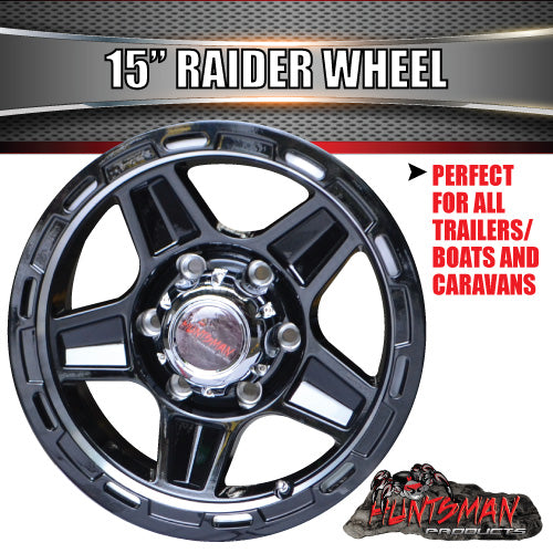 15X6 6 Stud Silver Ring Raider Alloy Mag Wheel Caravan Trailer Boat Jetski 6/139.7 PCD