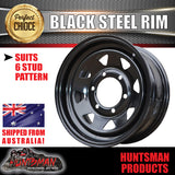 14x6 Sunraysia 6 Stud Landcruiser Pattern 6/139.7 PCD Black Trailer Steel Wheel Rim. Caravan Camper