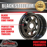 14x6 HT Holden Black Sunraysia Caravan Trailer Steel Wheel Rim.