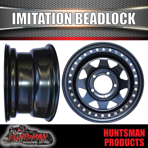 16X8 5/150 PCD 0 Offset Steel Imitation Beadlock Rim.   Fits Toyota Landcruiser