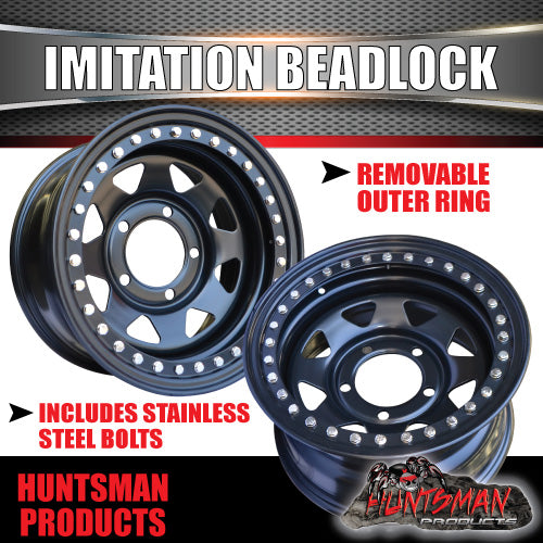 16X8 5/150 PCD 0 Offset Steel Imitation Beadlock Rim.   Fits Toyota Landcruiser