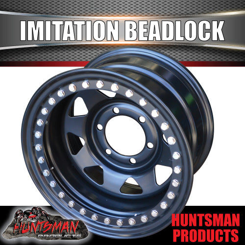 16X8 6/139.7 PCD -23 Offset Steel Imitation Beadlock Rim.  Fits Landcruiser, Patrol etc