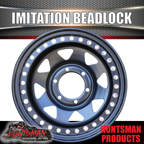 16X8 6/139.7 PCD -23 Offset Steel Imitation Beadlock Rim.  Fits Landcruiser, Patrol etc