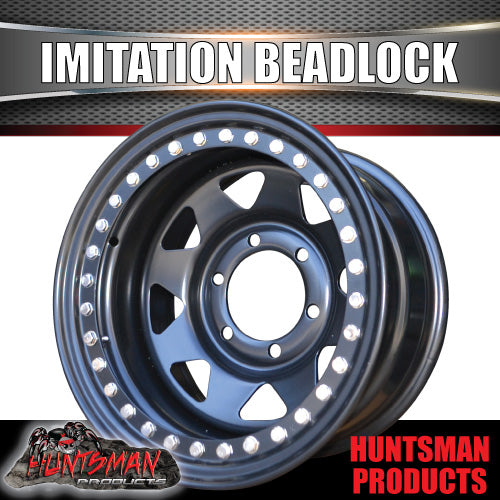 16X8 6/139.7 PCD -23 Offset Steel Imitation Beadlock Rim.  Fits Landcruiser, Patrol etc