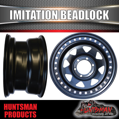 16X8 6/139.7 PCD 0 Offset Steel Imitation Beadlock Rim.  Fits Landcruiser, Patrol, Ranger etc