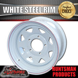 16x8" WHITE SUNRAYSIA STEEL RIM- 5 STUD SUIT TOYOTA LANDCRUISER, 0 OFFSET