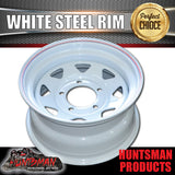 16x8" WHITE SUNRAYSIA STEEL RIM- 5 STUD SUIT TOYOTA LANDCRUISER, 0 OFFSET