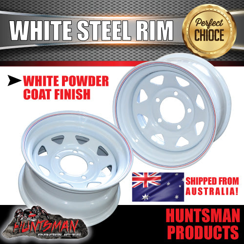 16x8" WHITE SUNRAYSIA STEEL RIM- 5 STUD SUIT TOYOTA LANDCRUISER, 0 OFFSET