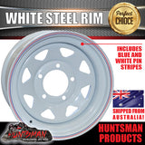 16x8" WHITE SUNRAYSIA STEEL RIM- 5 STUD SUIT TOYOTA LANDCRUISER, 0 OFFSET