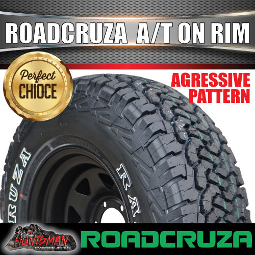 225/75R16 L/T Roadcruza  RA1100 on 16" Black Steel Rim. 225 75 16