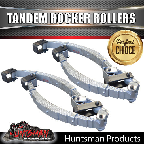 7 Leaf 3500Kg Galvanised Dacromet Rocker Roller Tandem Trailer Caravan Spring Set.  7mm Thick Springs!