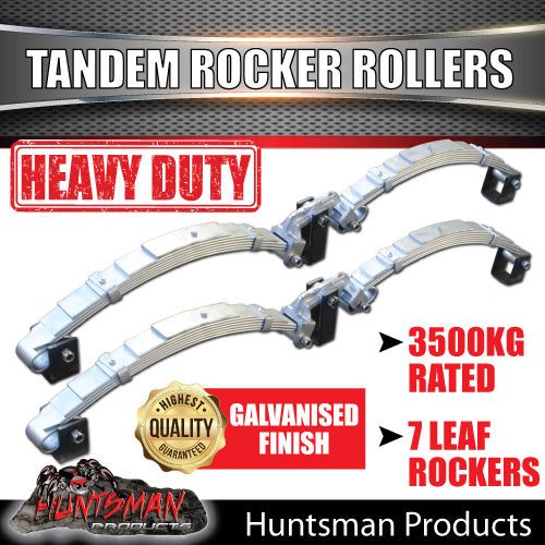 7 Leaf 3500Kg Galvanised Dacromet Rocker Roller Tandem Trailer Caravan Spring Set.  7mm Thick Springs!