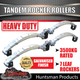 7 Leaf 3500Kg Galvanised Dacromet Rocker Roller Tandem Trailer Caravan Spring Set.  7mm Thick Springs!