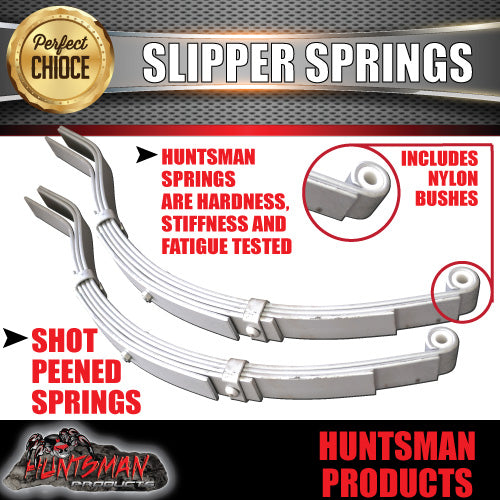 x2 Galvanised Dacromet 5 Leaf 45mm Trailer Eye & Slipper Spring 1000kg springs