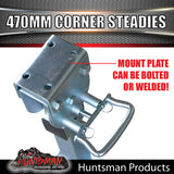 4x 470mm Trailer Caravan Drop Down corner Legs Steadies & Handle. Steel Foot!