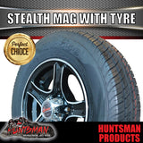 13" Trailer Caravan Stealth Alloy Mag & 155R13C Tyre. suits Ford pattern. 155 13