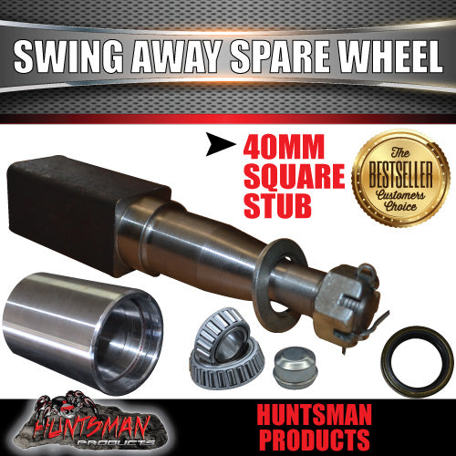 SWING AWAY SPARE WHEEL BRACKET HINGE KIT 40X250MM STUB AXLE