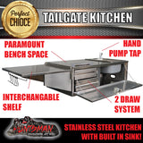 304 Stainless Steel Camper Trailer Caravan Tailgate Kitchen. RHS Sink Solid Back