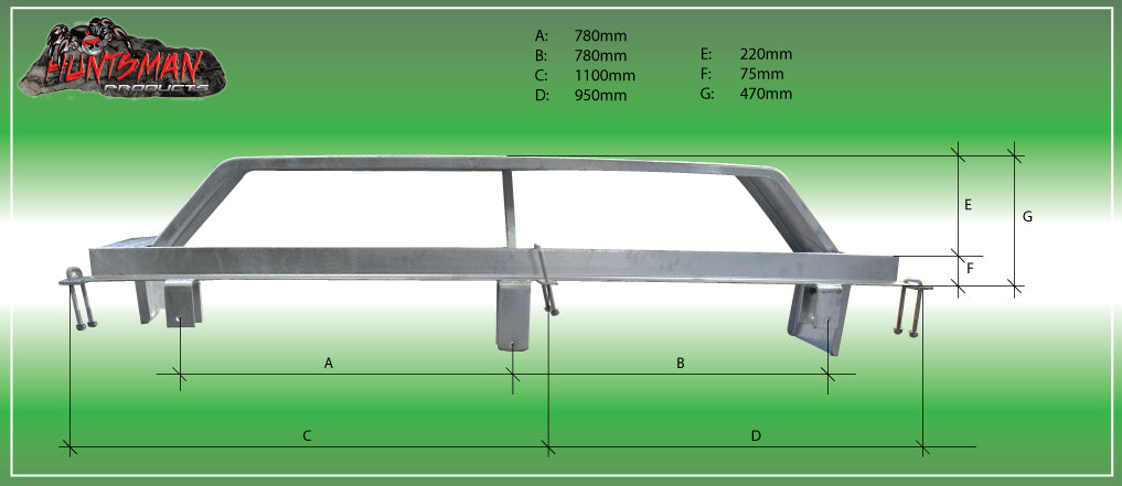 Pre Made Tandem Galvanised Boat Trailer Guards & Rails with Rocker Roller Hanger Set