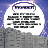 15x8 6 Stud Black Thunder Steel Rim -23 Offset. 6/139.7 PCD.  Fits Landcruiser, Patrol etc