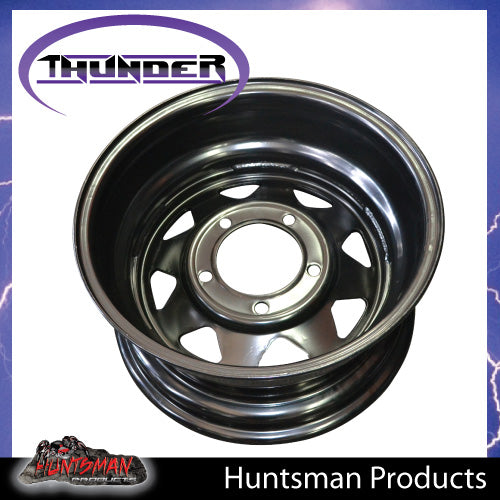 17x8 5 Stud 5/150 Black Thunder Steel Wheel Rim 0 Offset Suit Landcruiser 79-100