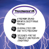 15x8 6 Stud Black Thunder Steel Rim -23 Offset. 6/139.7 PCD.  Fits Landcruiser, Patrol etc