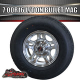 16" Trailer (Plant) 6 stud Landcruiser Pattern bullet Alloy Rm & 7:00R16 L/T Truck Tyre. 7.00 16