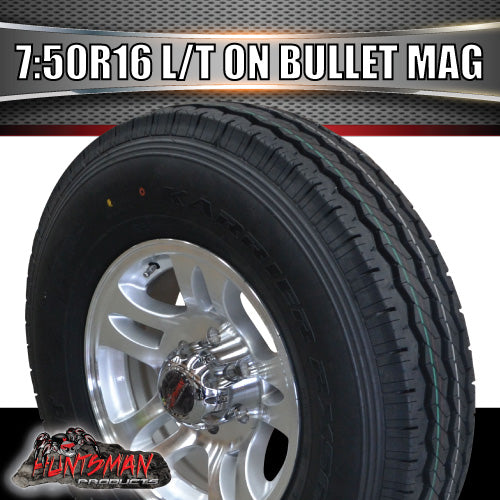 16" Trailer (Plant) 6 stud Landcruiser Pattern bullet Alloy Rm & 7:50R16 L/T Truck Tyre. 7.50 16