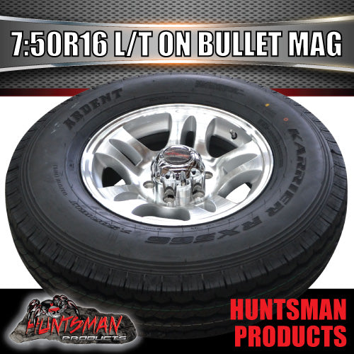 16" Trailer (Plant) 6 stud Landcruiser Pattern bullet Alloy Rm & 7:50R16 L/T Truck Tyre. 7.50 16