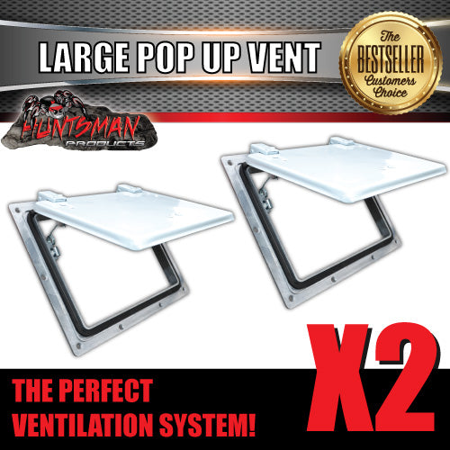 x2 Large White Pop Up Roof Air Vent For Trailer Canopy Horse float Truck Caravan