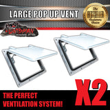 x2 Large White Pop Up Roof Air Vent For Trailer Canopy Horse float Truck Caravan
