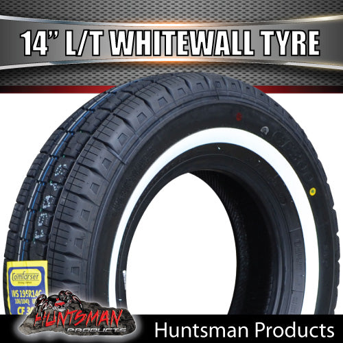 195R14C 106/104R Comforser CF300 14" Commercial Whitewall Tyre. 25mm White Line 195 14