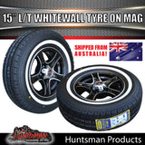15" Trailer Caravan 6 Stud Stealth Mag & 205/70R15C comforser Whitewall Tyre. 205 70 15