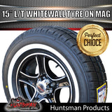 15" Trailer Caravan 6 Stud Stealth Mag & 205/70R15C comforser Whitewall Tyre. 205 70 15