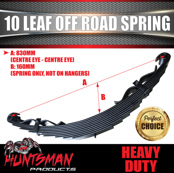 1x 10 Leaf Off Road Trailer Caravan Camper spring 2500Kg (per pair) with Rebound Straps. Shot Peened