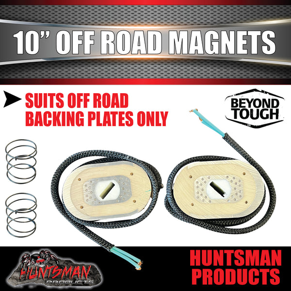 Pair Trailer Caravan 10" Off Road electric Backing Plate Magnets & Springs L&R